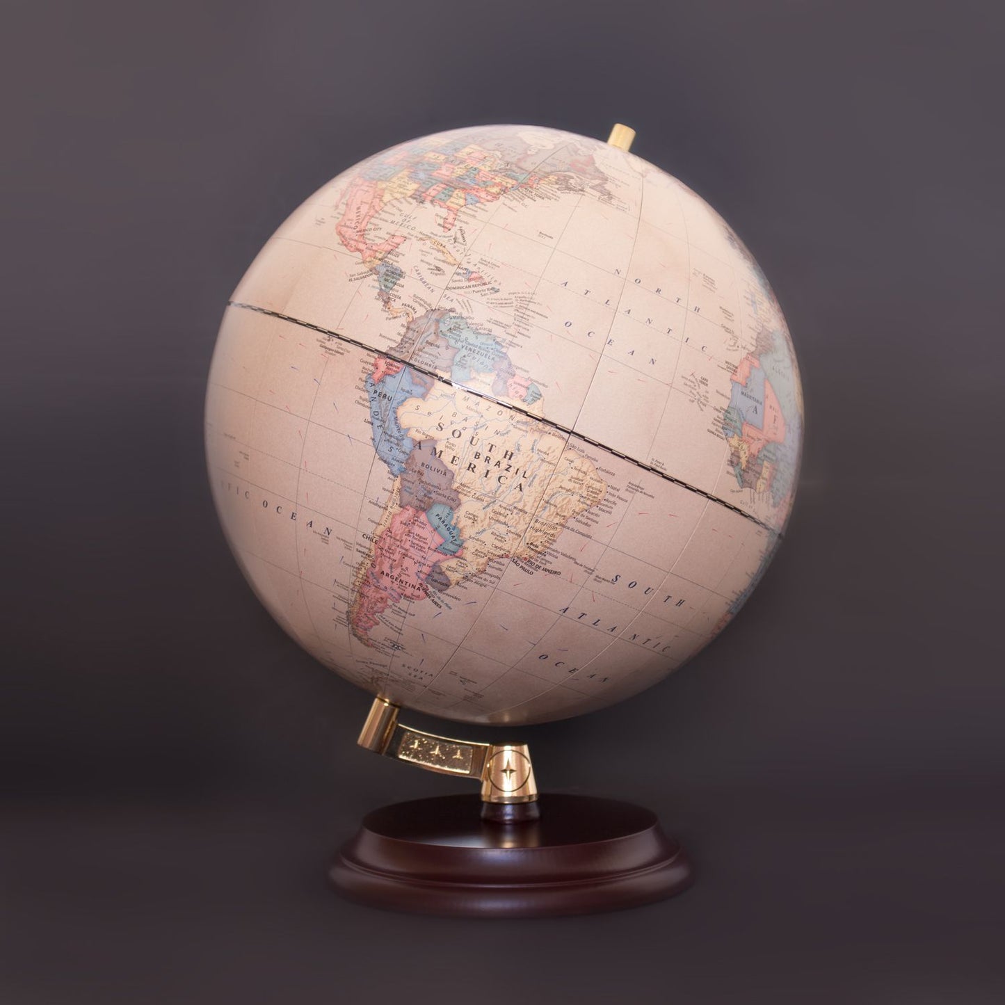 Magellan Vasa Globus 32 cm moderne Halterung ohne Meridian mit Holzfuß